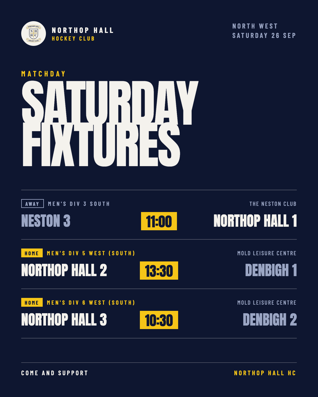 Saturday Fixtures graphic