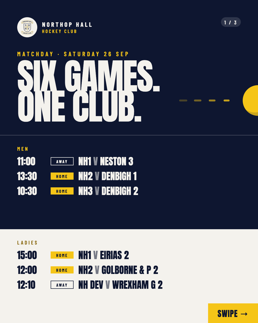Matchday fixtures carousel cover